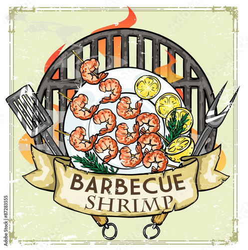 BBQ Grill label design - Shrimp