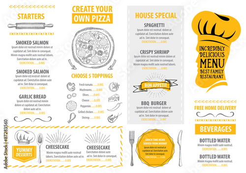 Restaurant cafe menu, template design. Food flyer.