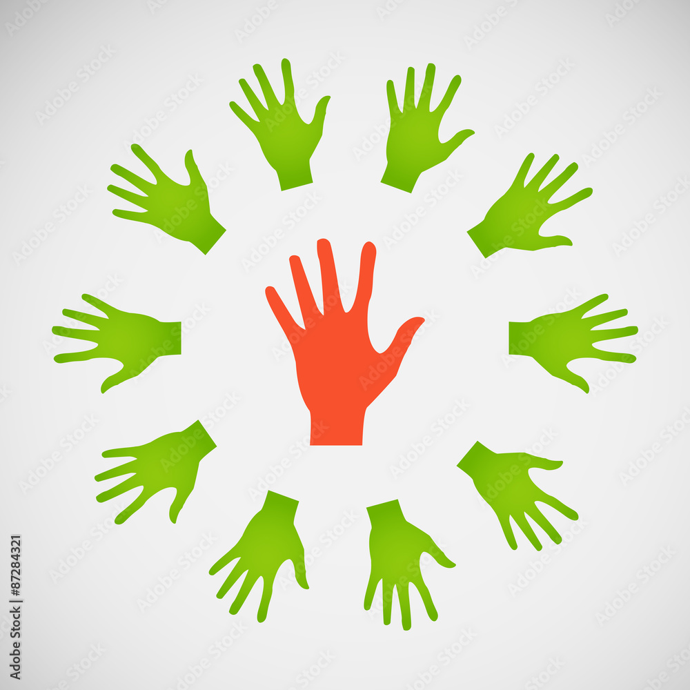 Fototapeta premium Vector flat icon hands. color abstraction eps