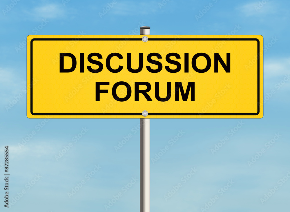 Forum. Road sign on the sky background. Raster illustration. Forum. Road sign on the sky background. Raster illustration.