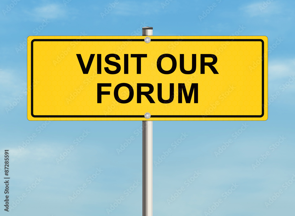 Forum. Road sign on the sky background. Raster illustration. Forum. Road sign on the sky background. Raster illustration.