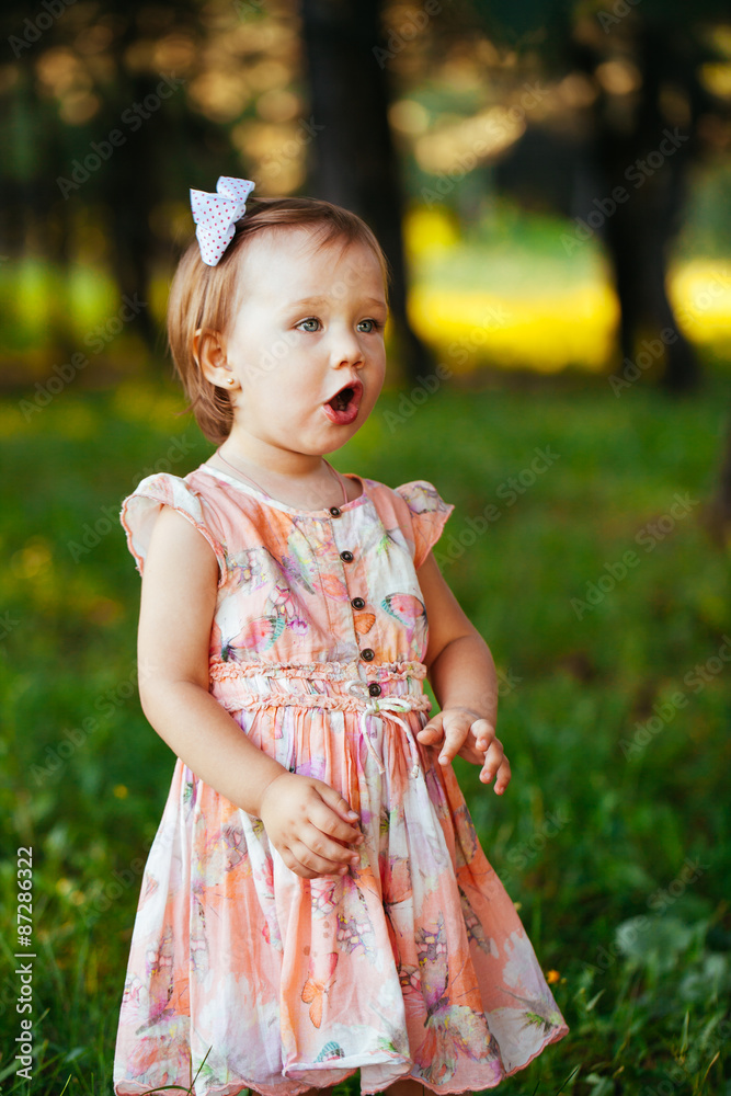 Outdoor portrait of adorable smiling little girl in summer day Outdoor portrait of adorable smiling little girl in summer day