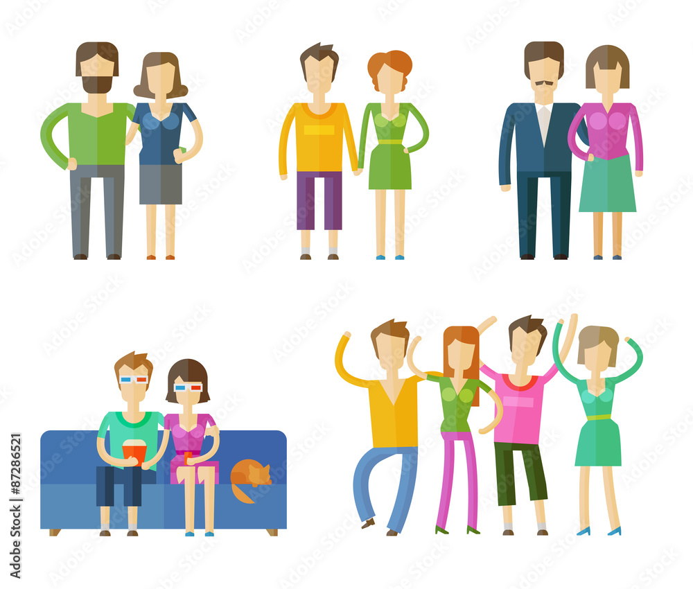 people, folk vector logo design template. married couple, life people, folk vector logo design template. married couple, life
