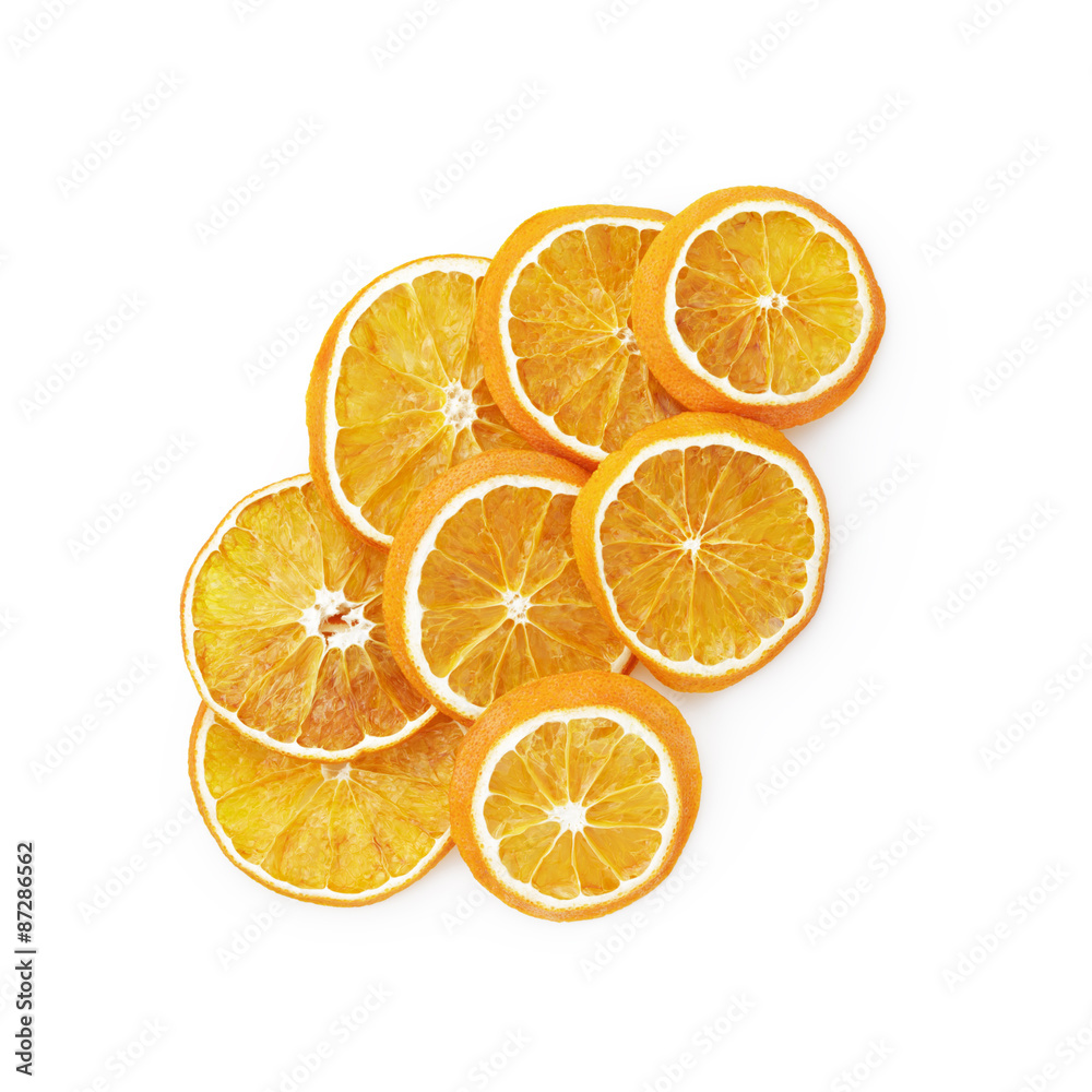 dried slices of orange isolated on white 
