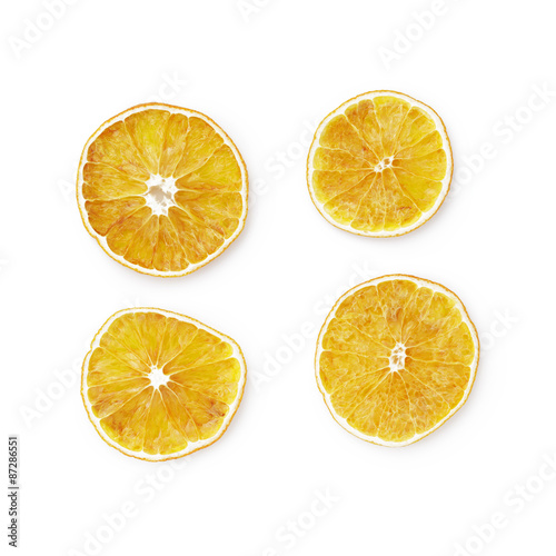 dried slices of orange isolated on white 