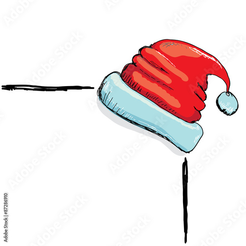 vector hand drawn santa hat isolated on white
