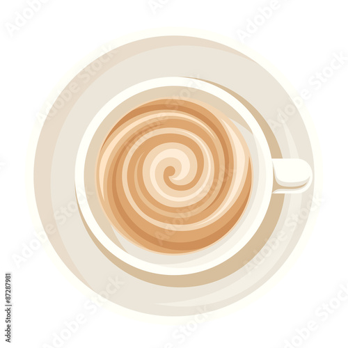 Cup of coffee. Vector illustration. Top view.