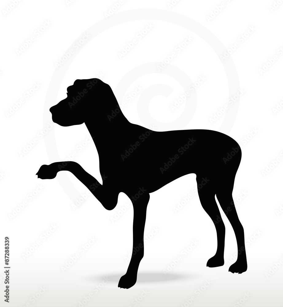 dog silhouette in shake hands pose