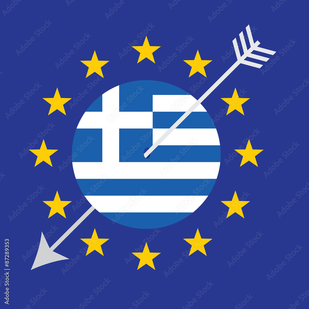 Greece Crisis Vector Concept Design. Threat to the Euro Zone. Greece Crisis Vector Concept Design. Threat to the Euro Zone.