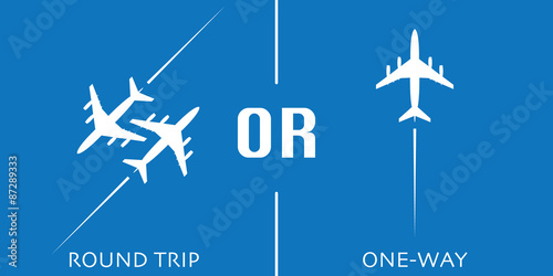 Round Trip or One-Way Airplane Vector Design Concept
