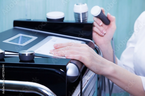 Hands woman cosmetician in clinic