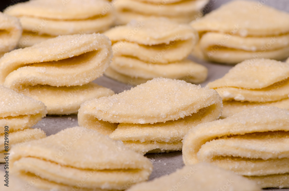 cookies with sugar, ready for baking, close-up