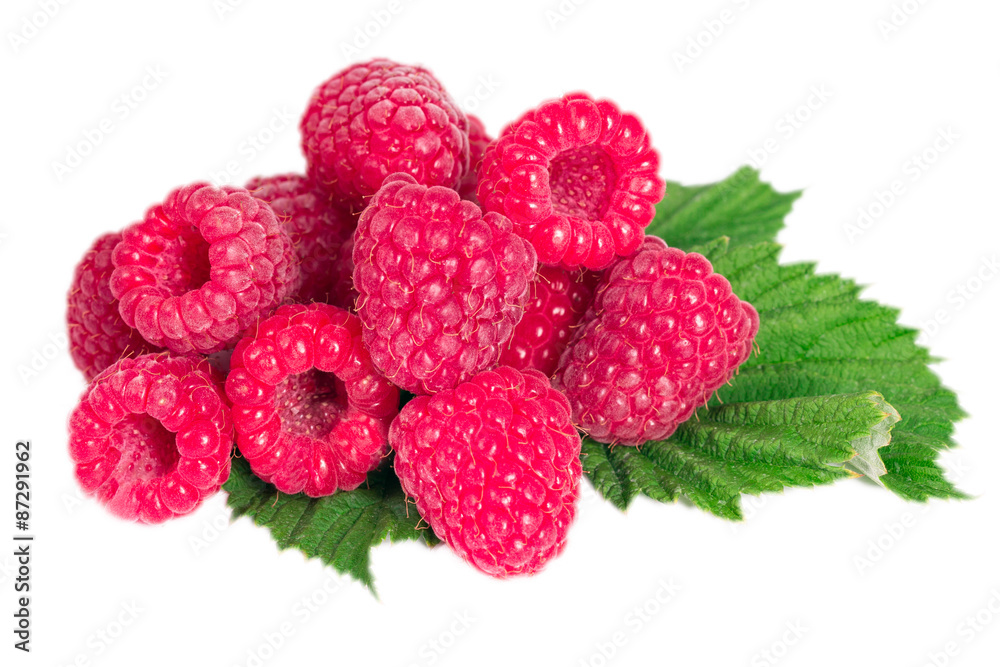 Raspberries on the leaf Raspberries on the leaf