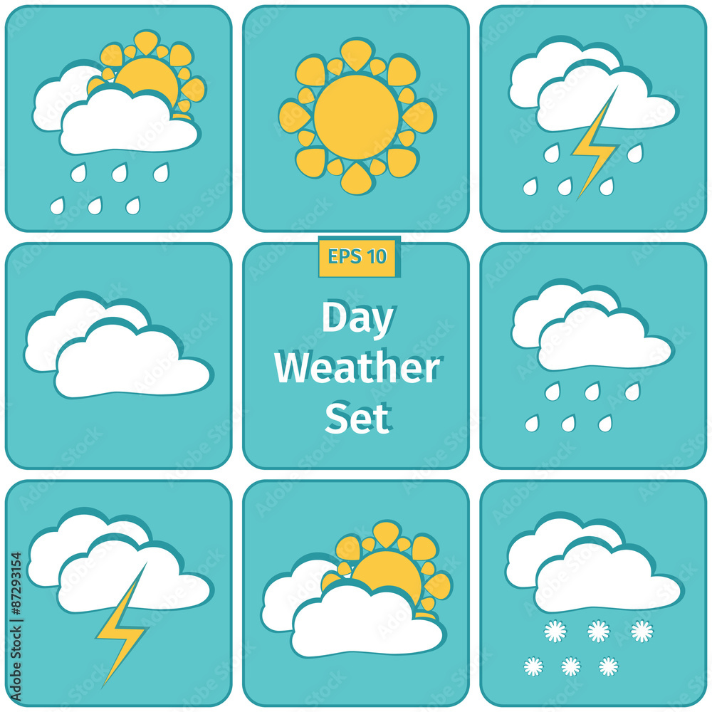 Flat design vector weather icons set.