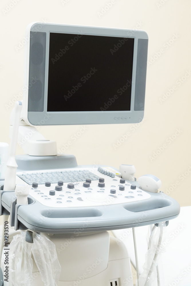Interior of medical room with ultrasound diagnostic equipment