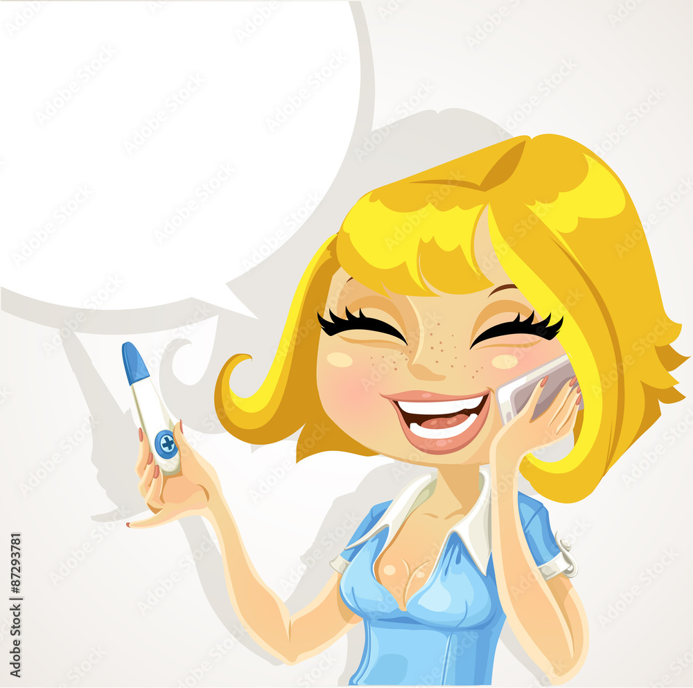Beautiful girl says on the phone about a positive pregnancy test Beautiful girl says on the phone about a positive pregnancy test