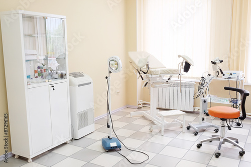 Gynecological chair in gynecological room