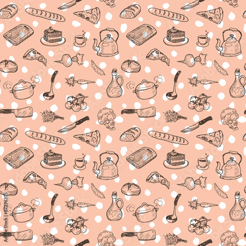 Hand drawn cooking doodle set texture
