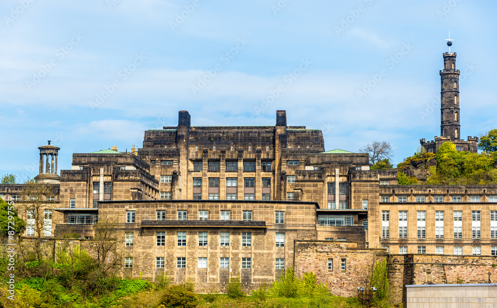 View of St. Andrew's House on Calton Hill in Edinburgh