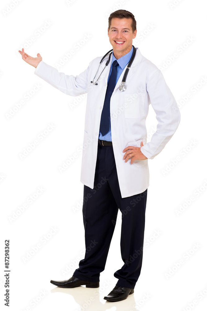 medical doctor showing empty space medical doctor showing empty space
