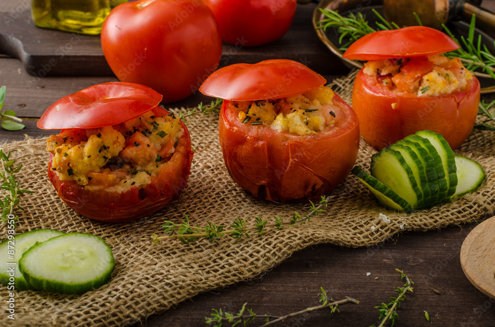 Grilled tomatoes stuffed