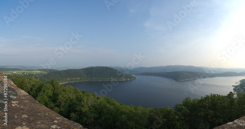 Panoramic view over the Edersee in Northern Hesse, Germany, looking from castle Waldeck