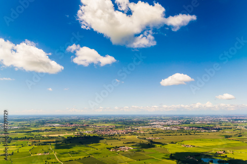 An aerial shot of the valley of the Po (Italy)