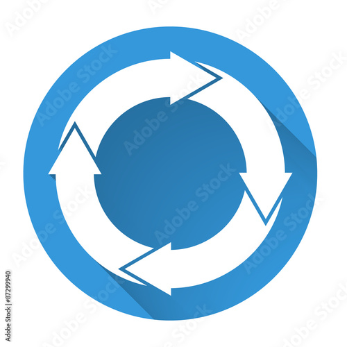Isolated blue icon with 4 white circular arrows