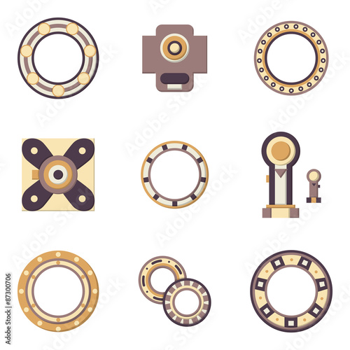 Bearings flat color vector icons