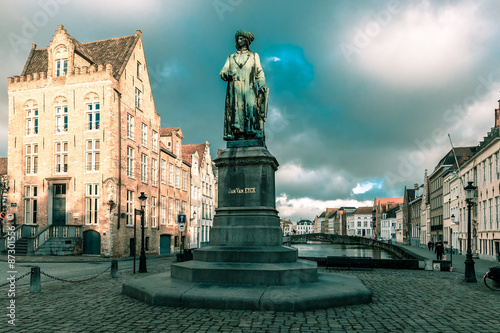 Jan Van Eyck Square and Spiegel in Bruges, Belgium