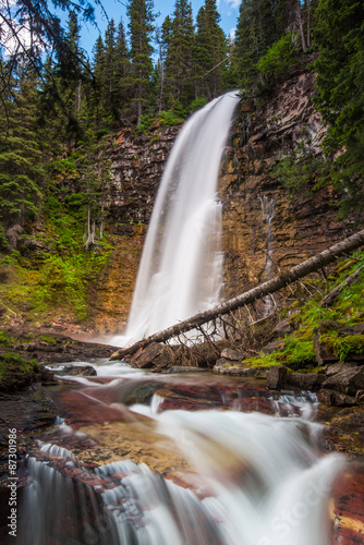 Beautiful Virginia Falls in the forests of Glacier National Park in northern Montana photo