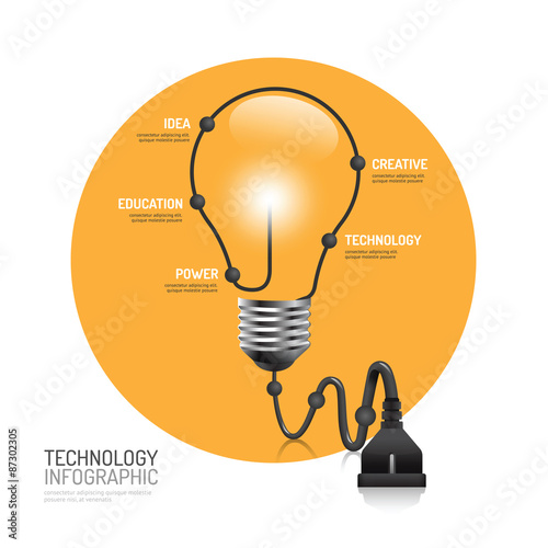 technology infographic plug line idea vector illustration. 