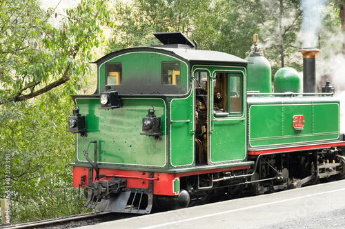  Century-old steam train Green rear view