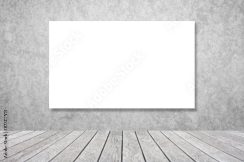 Abstract white square text box on blurred concrete wall background