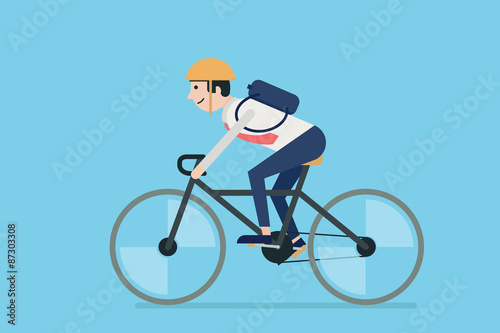 Businessman riding bicycle