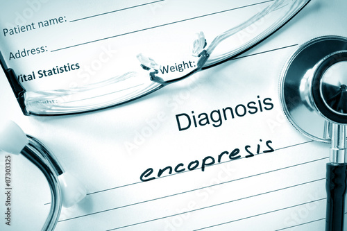 Quadro su tela Diagnosis  Encopresis, pills and stethoscope.