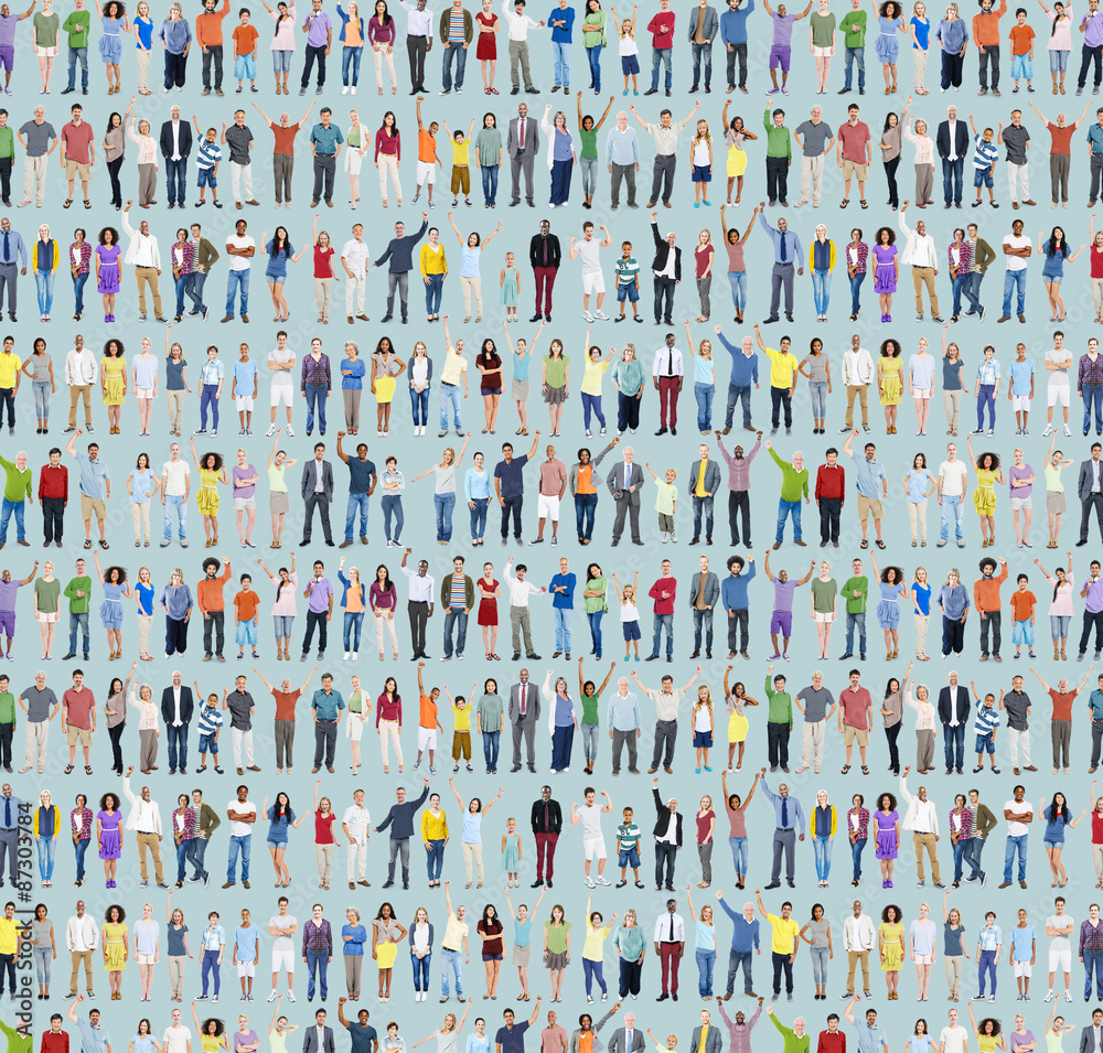 Fototapeta premium Multiethnic Casual People Togetherness Celebration Arms Raised C
