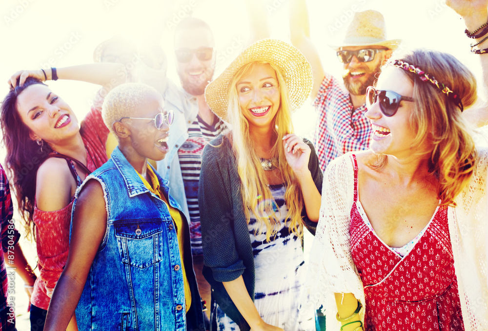 Teenagers Friends Beach Party Happiness Concept Teenagers Friends Beach Party Happiness Concept