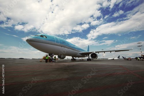 Airplane stands at the airfield