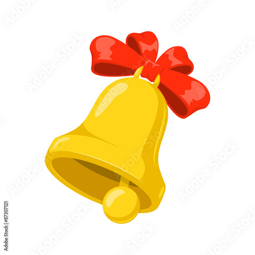 School bell with red bow.