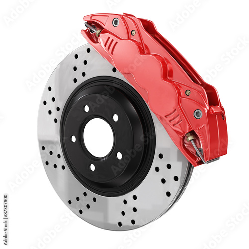 Automobile braking system. Aeration steel brake disk with perfor