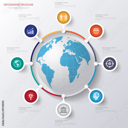 Abstract 3D digital illustration Infographic with world map.Can