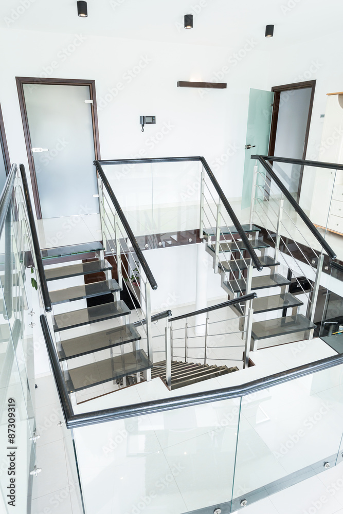 Modern stairs in luxury apartment Modern stairs in luxury apartment