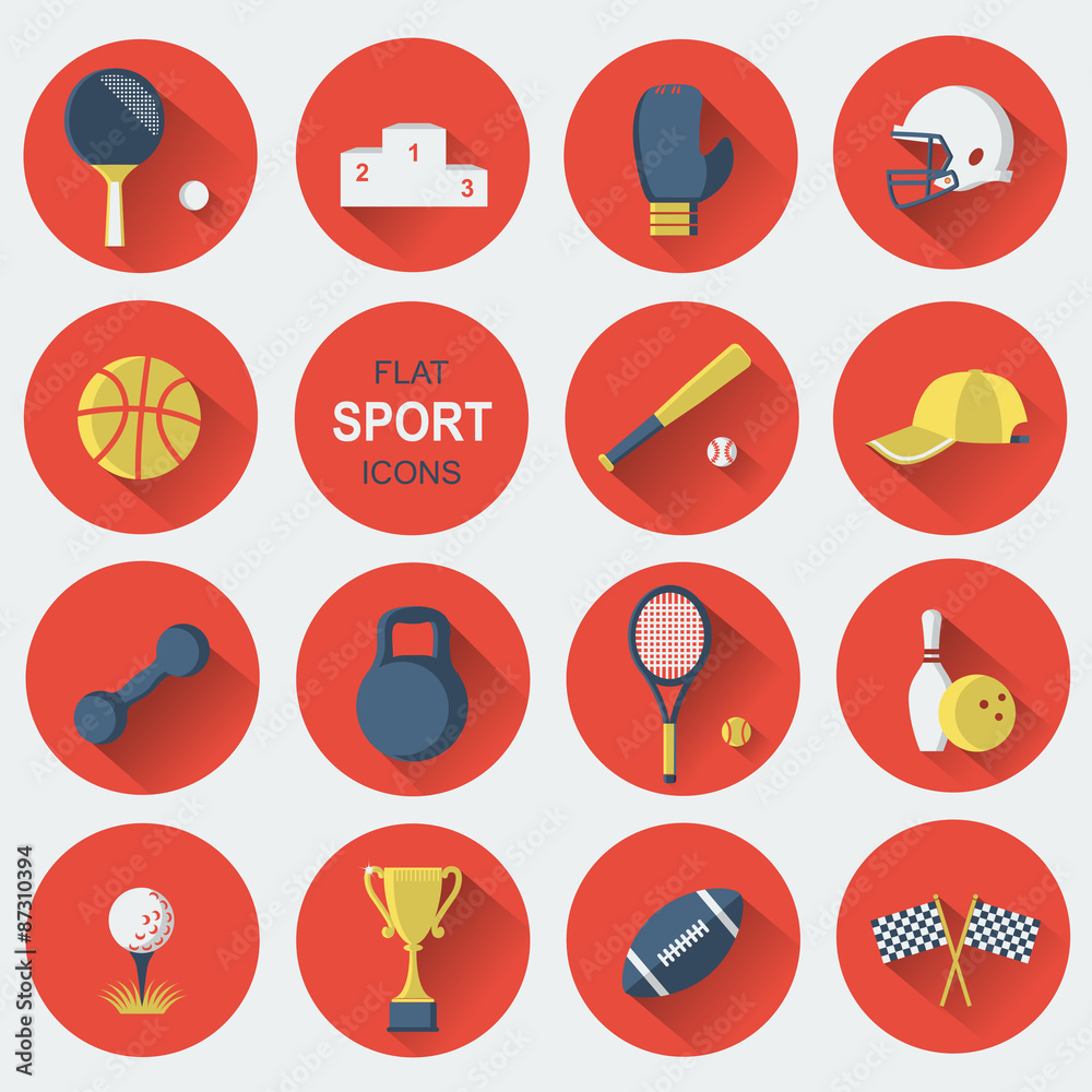 Sport equipments.Flat icons