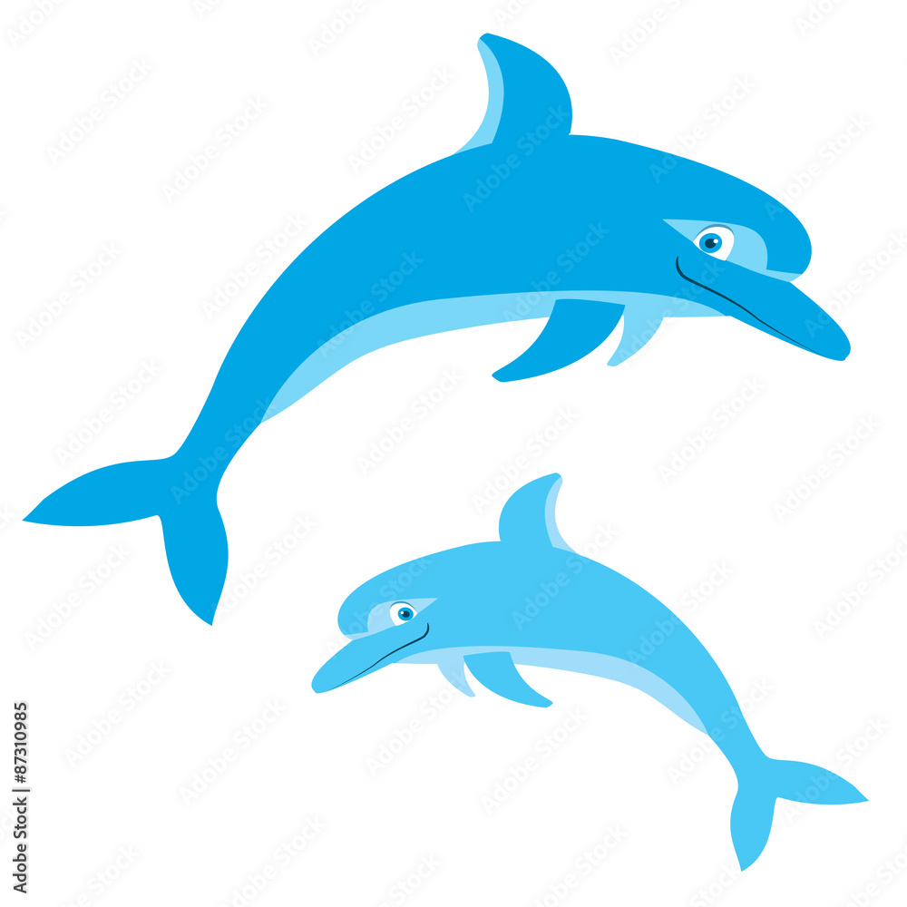 Dolphins jumping in.Vector isolated on white Dolphins jumping in.Vector isolated on white