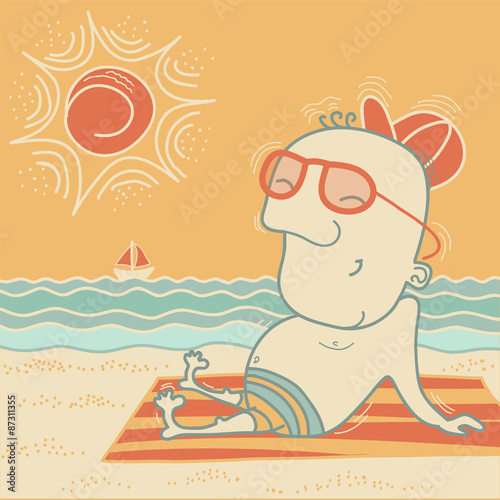 Happy man on summer vacation.