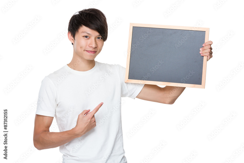 Man hold with chalkboard