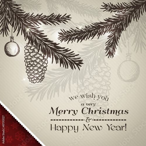 Merry Christmas card and Happy New Year card