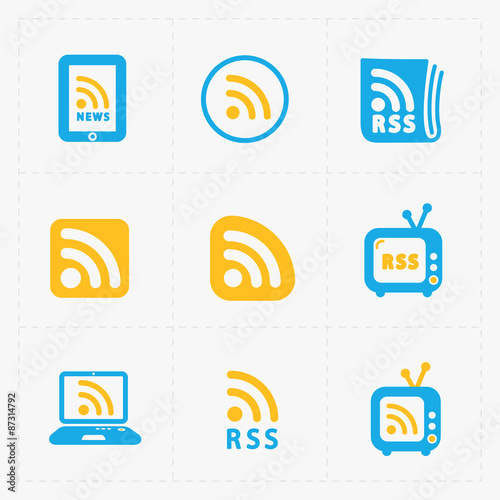 RSS sign icons. RSS feed symbols on White Background.