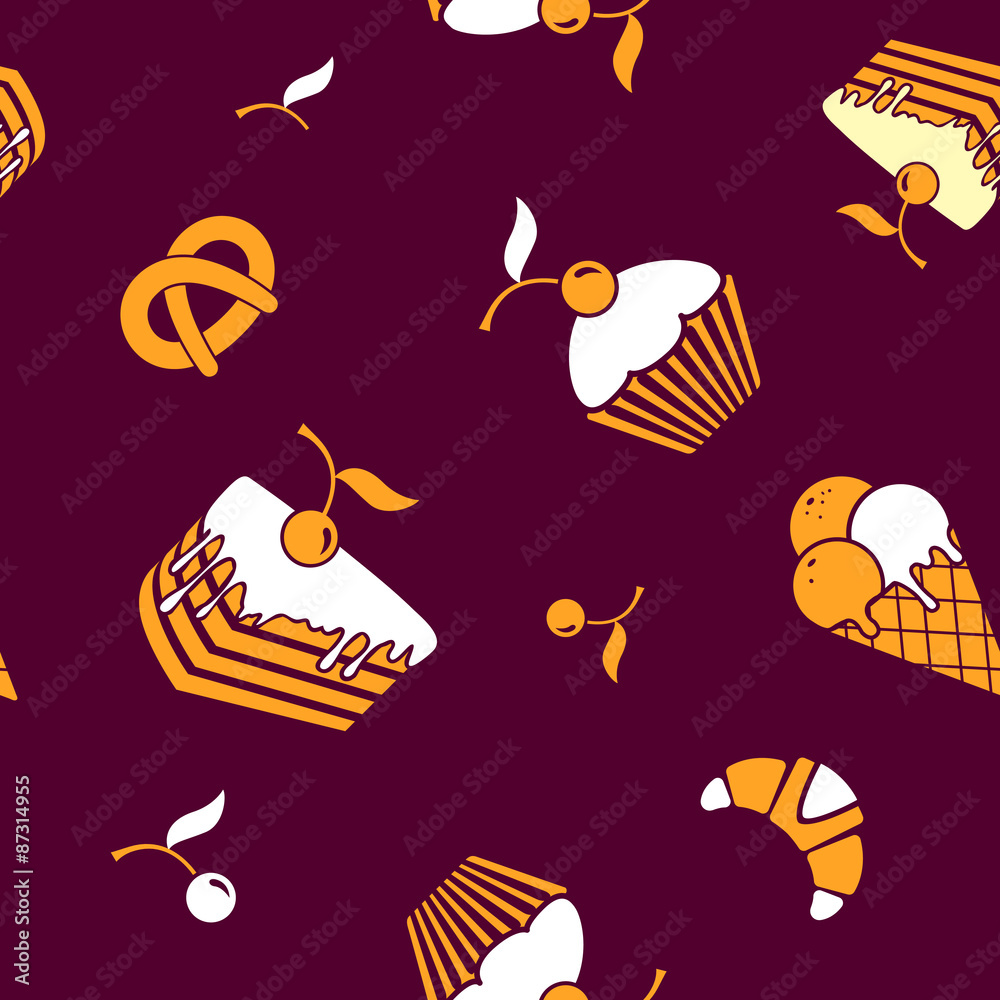 Fototapeta premium Food and drink seamless vector pattern